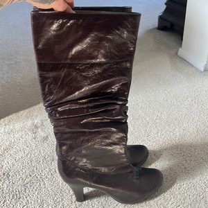 Brass Plum Brown Knee High Boots